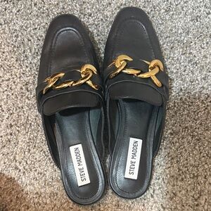 Steve Madden Black Flats with Gold Accent